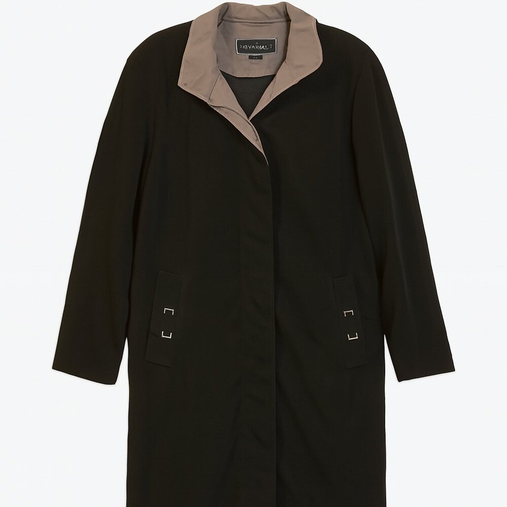 Regent Park Black Hooded Trench Coat – Lightweight & Chic – Size 8